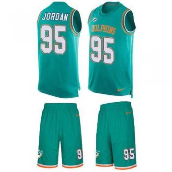 Nike Miami Dolphins #95 Dion Jordan Aqua Green Team Color Men's Stitched NFL Limited Tank Top Suit Jersey