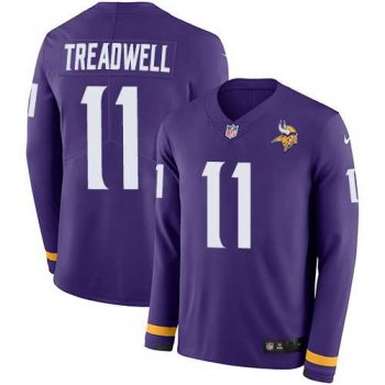 Nike Minnesota Vikings #11 Laquon Treadwell Purple Team Color Men's Stitched NFL Limited Therma Long Sleeve Jersey