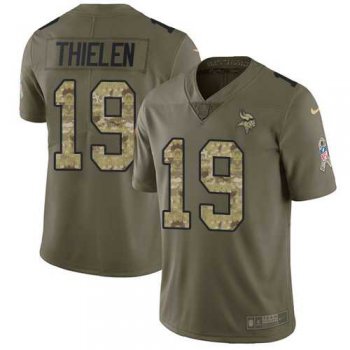 Nike Minnesota Vikings #19 Adam Thielen Olive Camo Men's Stitched NFL Limited 2017 Salute To Service Jersey