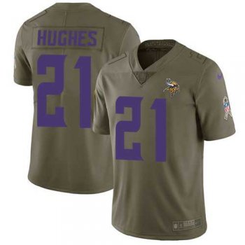 Nike Minnesota Vikings #21 Mike Hughes Olive Men's Stitched NFL Limited 2017 Salute To Service Jersey