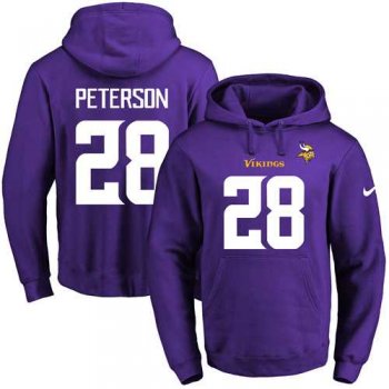 Nike Minnesota Vikings #28 Adrian Peterson Purple Name & Number Pullover NFL Hoodie