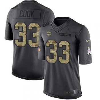 Nike Minnesota Vikings #33 Dalvin Cook Black Men's Stitched NFL Limited 2016 Salute To Service Jersey