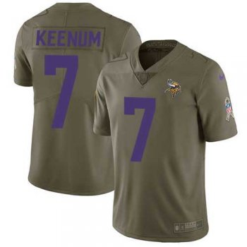 Nike Minnesota Vikings #7 Case Keenum Olive Men's Stitched NFL Limited 2017 Salute to Service Jersey