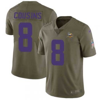 Nike Minnesota Vikings #8 Kirk Cousins Olive Men's Stitched NFL Limited 2017 Salute to Service Jersey