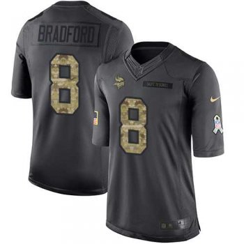 Nike Minnesota Vikings #8 Sam Bradford Black Men's Stitched NFL Limited 2016 Salute To Service Jersey