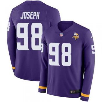 Nike Minnesota Vikings #98 Linval Joseph Purple Team Color Men's Stitched NFL Limited Therma Long Sleeve Jersey