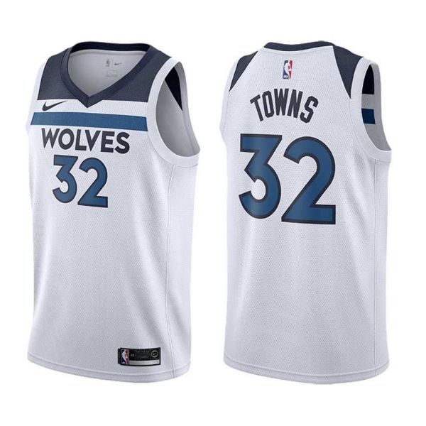 Nike NBA Minnesota Timberwolves #32 Karl Anthony Towns Jersey 2017 18 New Season Wine White Jersey