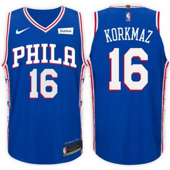 Nike NBA Philadelphia 76ers #16 Furkan Korkmaz Jersey 2017-18 New Season Blue Jersey