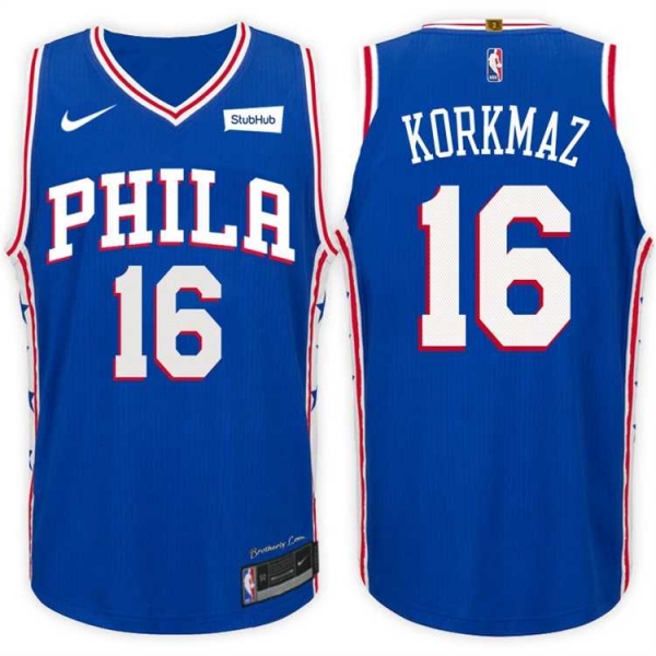 Nike NBA Philadelphia 76ers #16 Furkan Korkmaz Jersey 2017-18 New Season Blue Jersey