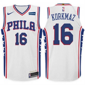 Nike NBA Philadelphia 76ers #16 Furkan Korkmaz Jersey 2017-18 New Season White Jersey