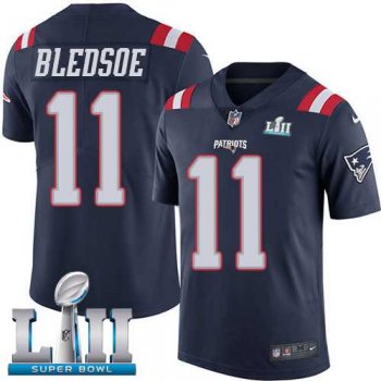 Nike New England Patriots #11 Drew Bledsoe Navy Blue Super Bowl LII Men's Stitched NFL Limited Rush Jersey