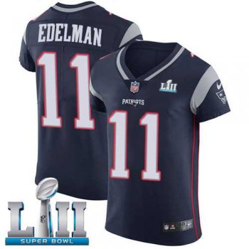 Nike New England Patriots #11 Julian Edelman Navy Blue Team Color Super Bowl LII Men's Stitched NFL Vapor Untouchable Elite Jersey