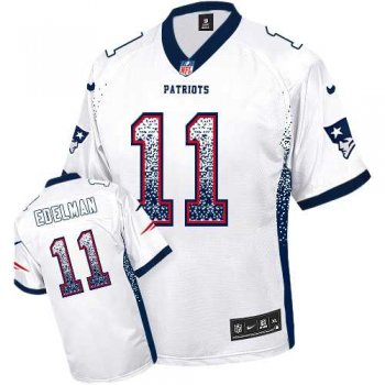 Nike New England Patriots #11 Julian Edelman White Men's Stitched NFL Elite Drift Fashion Jersey