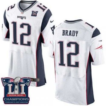 Nike New England Patriots #12 Tom Brady White Super Bowl LI Champions Men's Stitched NFL New Elite Jersey