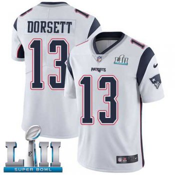 Nike New England Patriots #13 Phillip Dorsett White Super Bowl LII Men's Stitched NFL Vapor Untouchable Limited Jersey