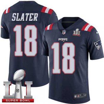 Nike New England Patriots #18 Matt Slater Navy Blue Super Bowl LI 51 Men's Stitched NFL Limited Rush Jersey