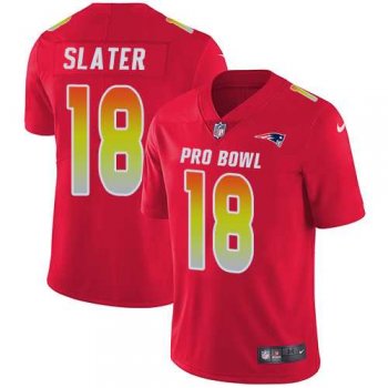 Nike New England Patriots #18 Matt Slater Red Men's Stitched NFL Limited AFC 2018 Pro Bowl Jersey