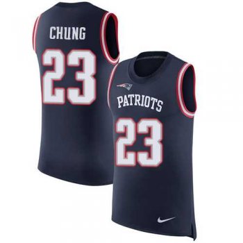 Nike New England Patriots #23 Patrick Chung Navy Blue Team Color Men's Stitched NFL Limited Rush Tank Top Jersey