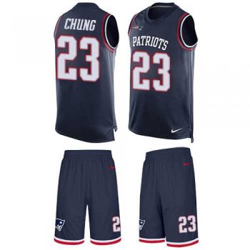 Nike New England Patriots #23 Patrick Chung Navy Blue Team Color Men's Stitched NFL Limited Tank Top Suit Jersey