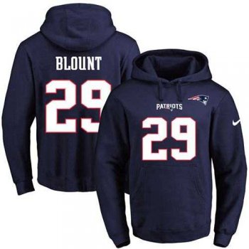 Nike New England Patriots #29 LeGarrette Blount Navy Blue Name & Number Pullover NFL Hoodie