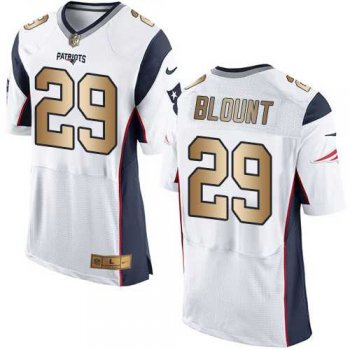 Nike New England Patriots #29 LeGarrette Blount White Men's Stitched NFL New Elite Gold Jersey