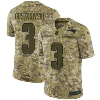 Nike New England Patriots #3 Stephen Gostkowski Camo Men's Stitched NFL Limited 2018 Salute To Service Jersey