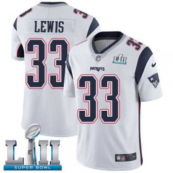 Nike New England Patriots #33 Dion Lewis White Super Bowl LII Men's Stitched NFL Vapor Untouchable Limited Jersey