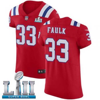 Nike New England Patriots #33 Kevin Faulk Red Alternate Super Bowl LII Men's Stitched NFL Vapor Untouchable Elite Jersey