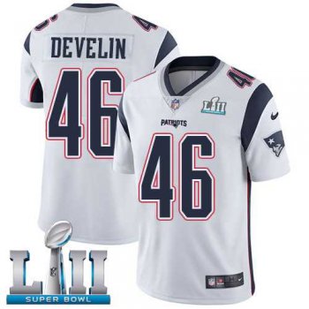 Nike New England Patriots #46 James Develin White Super Bowl LII Men's Stitched NFL Vapor Untouchable Limited Jersey