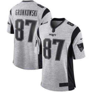 Nike New England Patriots #87 Rob Gronkowski Gray Men's Stitched NFL Limited Gridiron Gray II Jersey