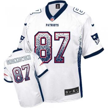 Nike New England Patriots #87 Rob Gronkowski White Men's Stitched NFL Elite Drift Fashion Jersey