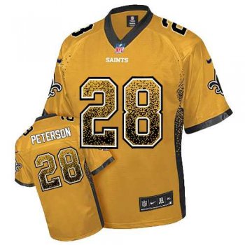 Nike New Orleans Saints #28 Adrian Peterson Gold Men's Stitched NFL Elite Drift Fashion Jersey