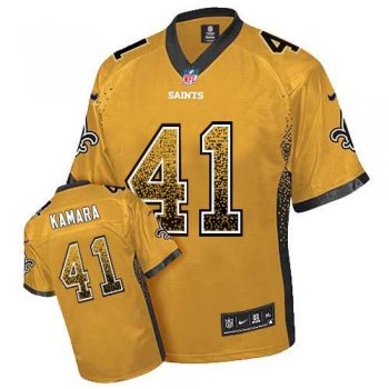 Nike New Orleans Saints #41 Alvin Kamara Gold Men's Stitched NFL Elite Drift Fashion Jersey