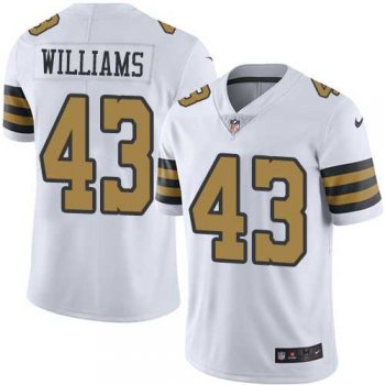 Nike New Orleans Saints #43 Marcus Williams White Men's Stitched NFL Limited Rush Jersey