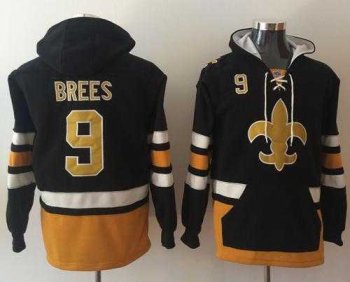 Nike New Orleans Saints #9 Drew Brees Black Gold Name & Number Pullover NFL Hoodie