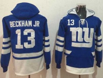 Nike New York Giants #13 Odell Beckham Jr Royal Blue White Name & Number Pullover NFL Hoodie