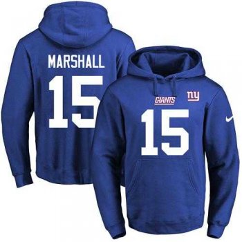 Nike New York Giants #15 Brandon Marshall Royal Blue Name & Number Pullover NFL Hoodie