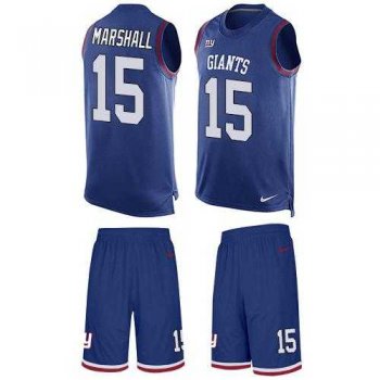 Nike New York Giants #15 Brandon Marshall Royal Blue Team Color Men's Stitched NFL Limited Tank Top Suit Jersey