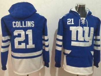 Nike New York Giants #21 Landon Collins Royal Blue White Name & Number Pullover NFL Hoodie