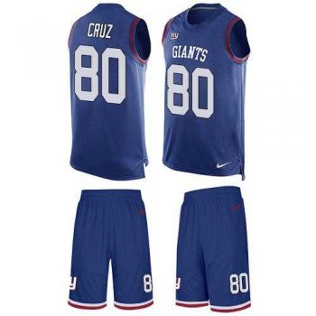 Nike New York Giants #80 Victor Cruz Royal Blue Team Color Men's Stitched NFL Limited Tank Top Suit Jersey