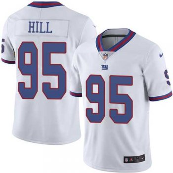 Nike New York Giants #95 B.J. Hill White Men's Stitched NFL Limited Rush Jersey