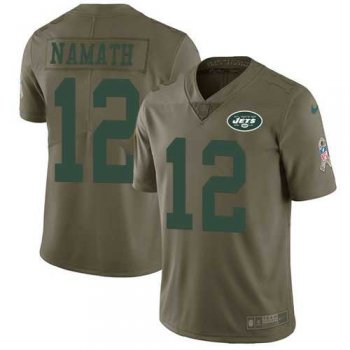 Nike New York Jets #12 Joe Namath Olive Men's Stitched NFL Limited 2017 Salute to Service Jersey