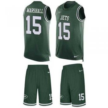 Nike New York Jets #15 Brandon Marshall Green Team Color Men's Stitched NFL Limited Tank Top Suit Jersey