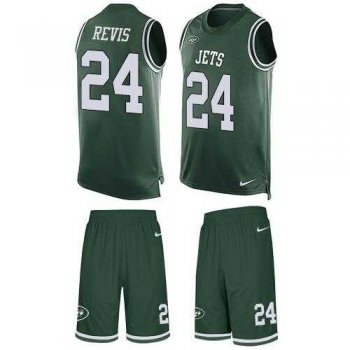 Nike New York Jets #24 Darrelle Revis Green Team Color Men's Stitched NFL Limited Tank Top Suit Jersey