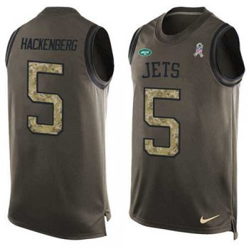 Nike New York Jets #5 Christian Hackenberg Green Men's Stitched NFL Limited Salute To Service Tank Top Jersey