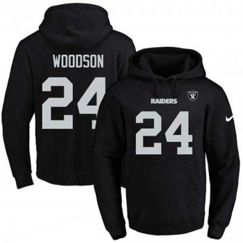 Nike Oakland Raiders #24 Charles Woodson Black Name & Number Pullover NFL Hoodie