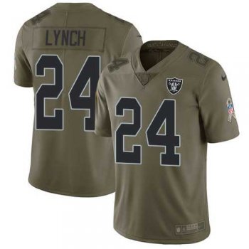 Nike Oakland Raiders #24 Marshawn Lynch Olive Men's Stitched NFL Limited 2017 Salute To Service Jersey