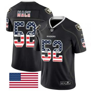 Nike Oakland Raiders #52 Khalil Mack Black Men's Stitched NFL Limited Rush USA Flag Jersey