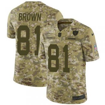 Nike Oakland Raiders #81 Tim Brown Camo Men's Stitched NFL Limited 2018 Salute To Service Jersey