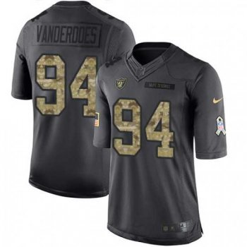 Nike Oakland Raiders #94 Eddie Vanderdoes Men's Limited Black 2016 Salute to Service Jersey